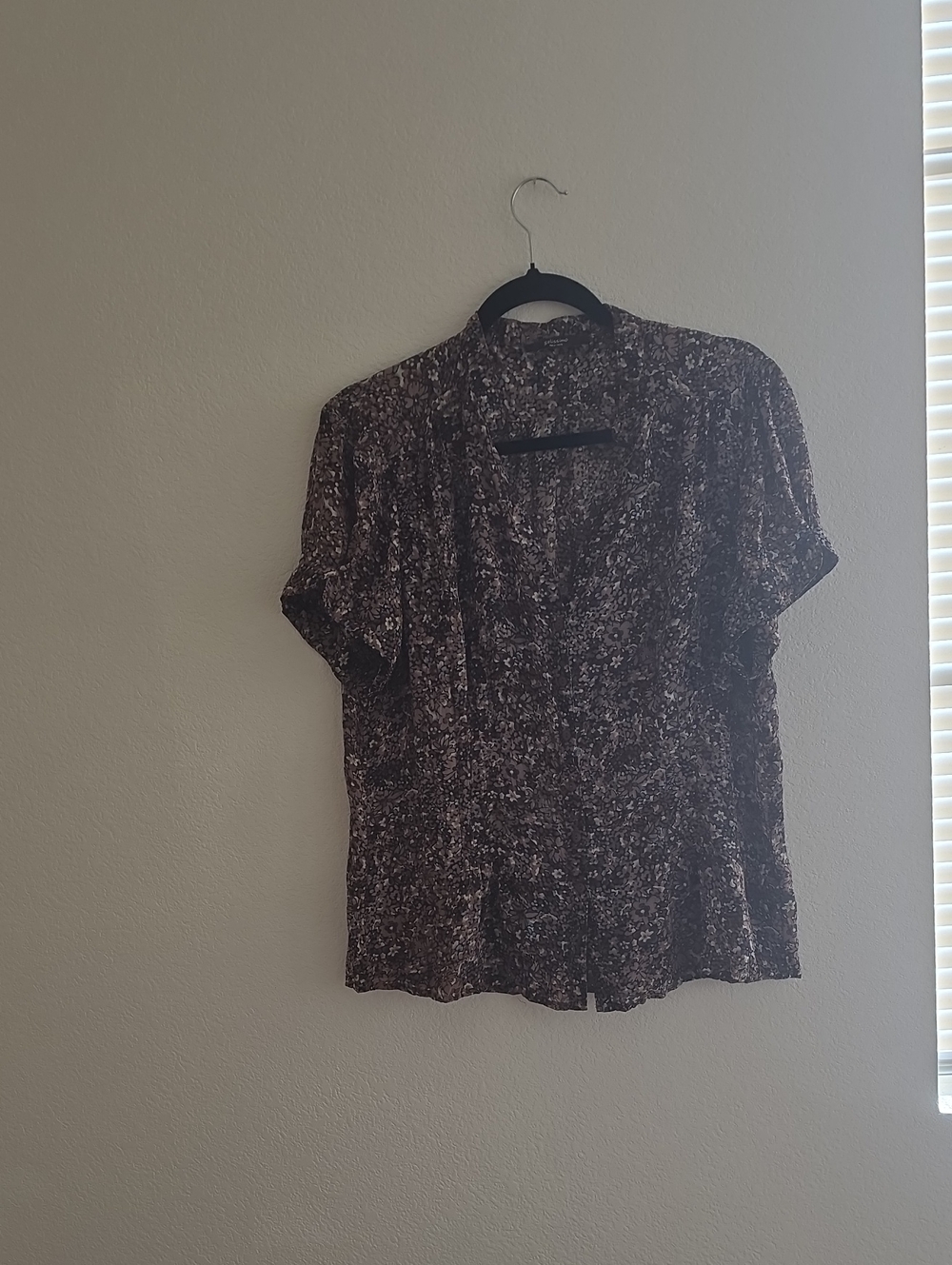 Women's Short Sleeve Brown Printed Blouse